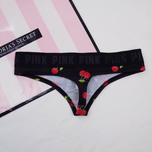 nwt Victoria's Secret PINK thong logo waistband cherries cherry fruit - Picture 4 of 5